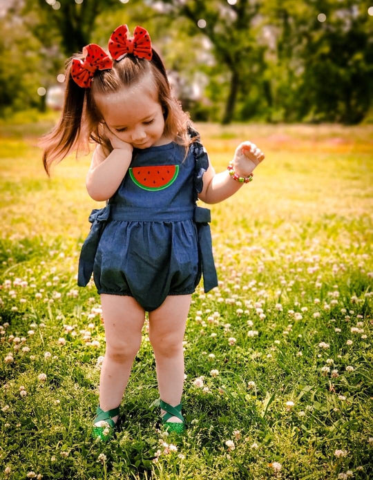 Denim Watermelon romper
