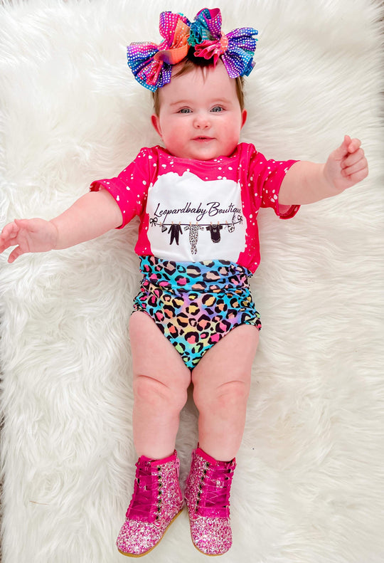 Leopardbaby bleached T shirt- Pink