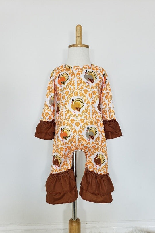 Clover Cottage Paisley Turkey romper