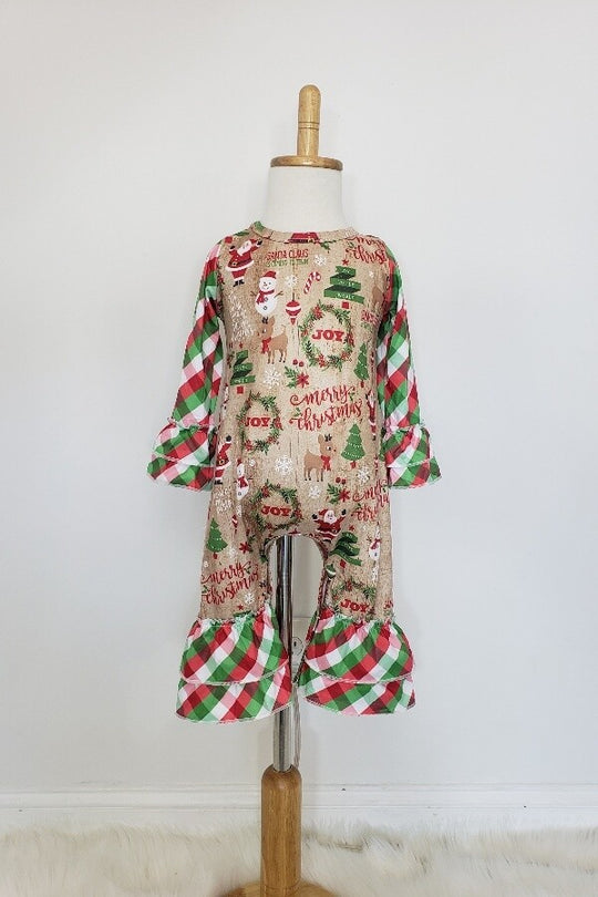 Clover Cottage Merry Christmas Plaid romper