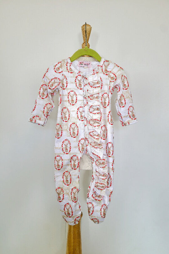 Clover Cottage Frosted deer snap footie sleeper