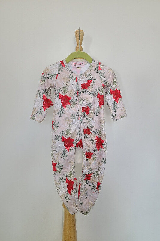 Clover Cottage Winter Blooms snap footie sleeper