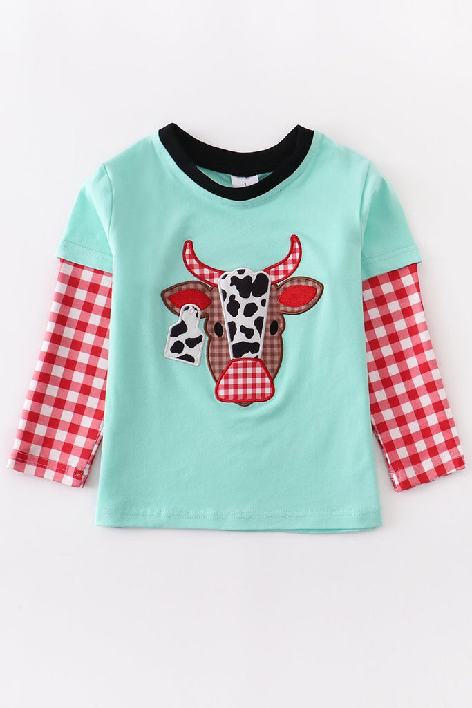 Blue and red Cow shirt