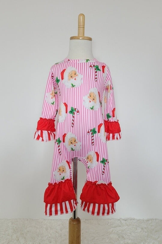 Clover Cottage Santa Stripe romper
