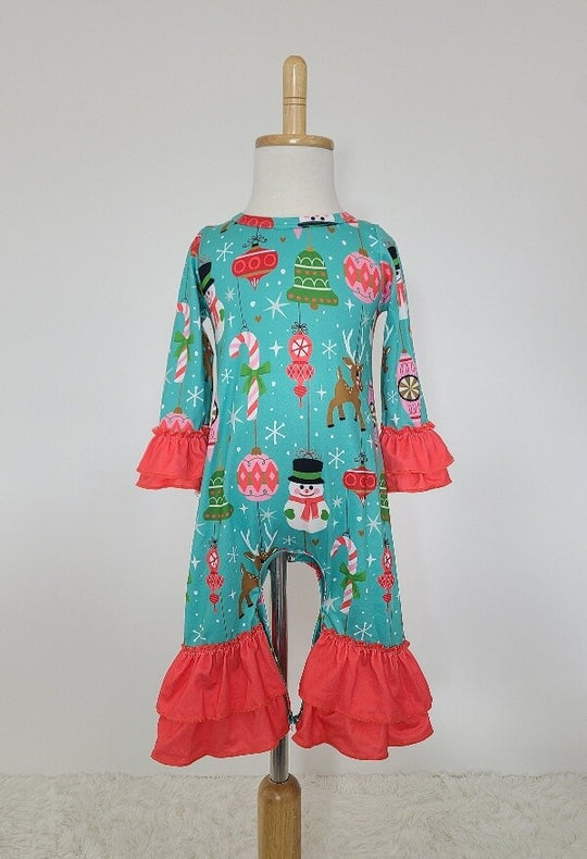 Clover Cottage Teal Ornament Baby Romper