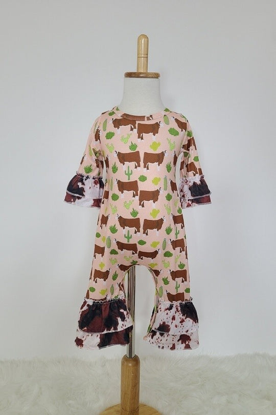 Clover Cottage Western Cactus cow romper