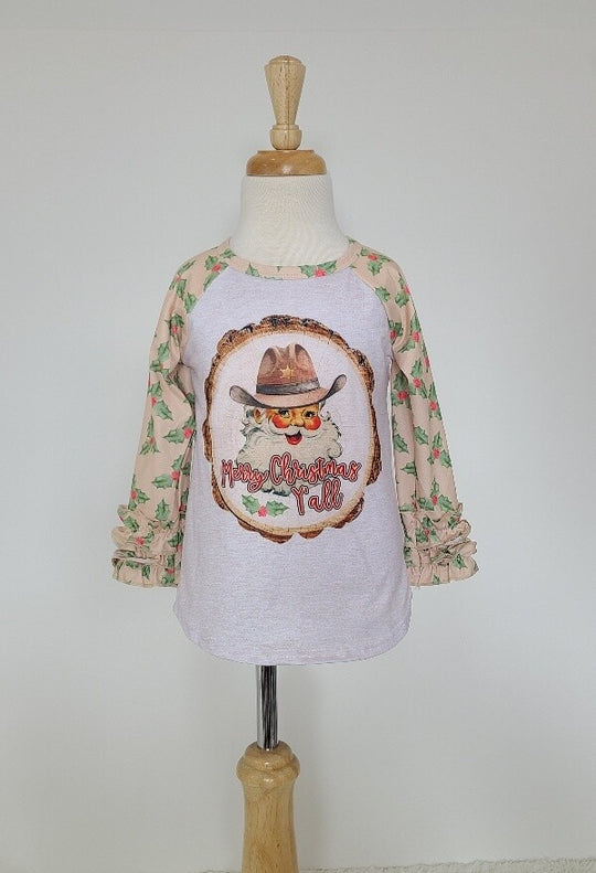 Clover Cottage Cowboy Santa Raglan