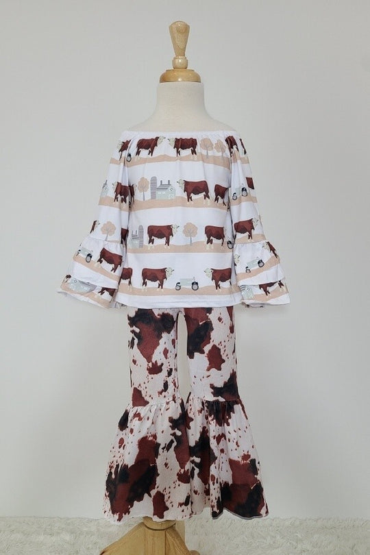 Clover Cottage Brown Cow Girl Set