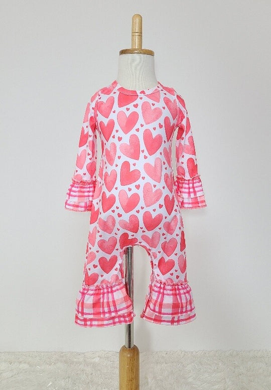 Clover Cottage Plaid Heart Romper