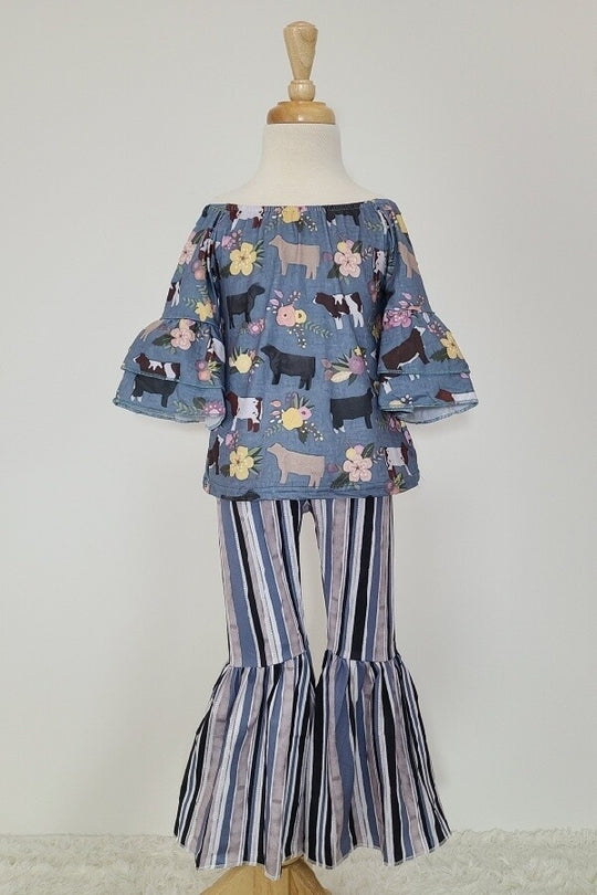 Clover Cottage Denim Cow Set