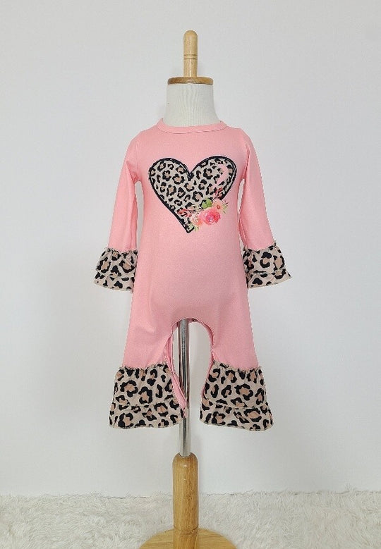 Clover Cottage Leopard Heart Romper