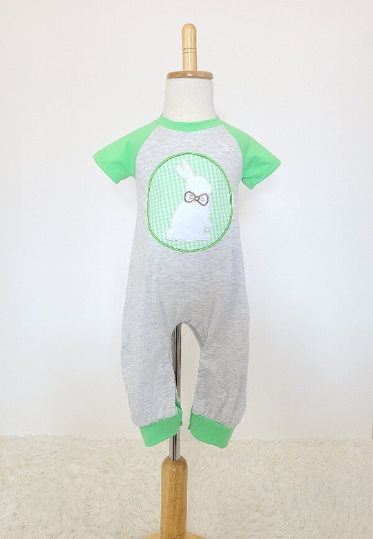 Clover Cottage Green bunny boy Romper