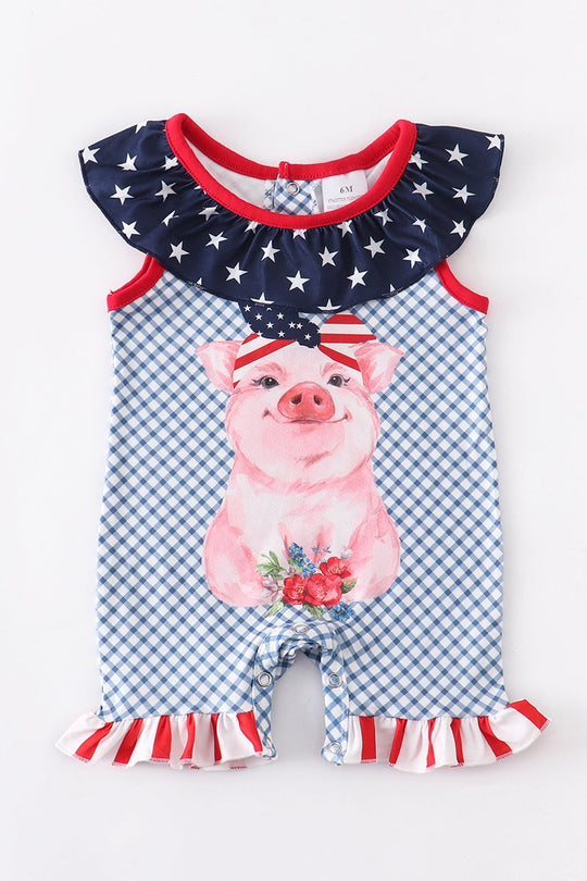 Pig patriotic baby romper