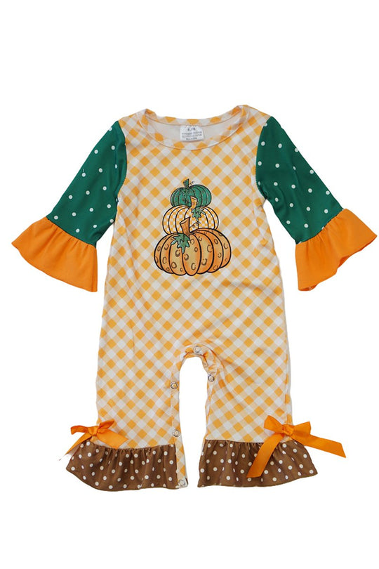Green and yellow Pumpkin romper