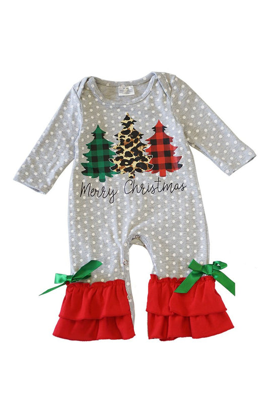 Christmas Tree Polka Dot Romper