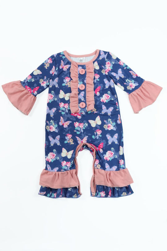 Blue Ruffle Butterfly romper