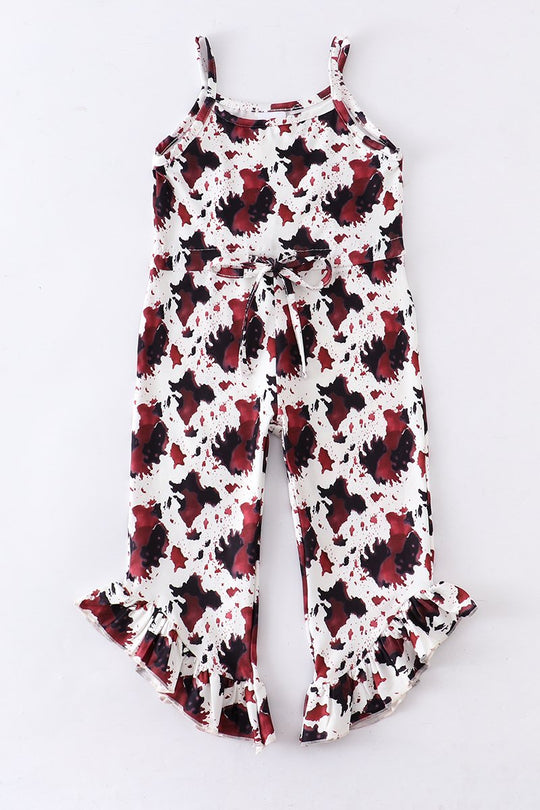 Cow Print Ruffle Romper