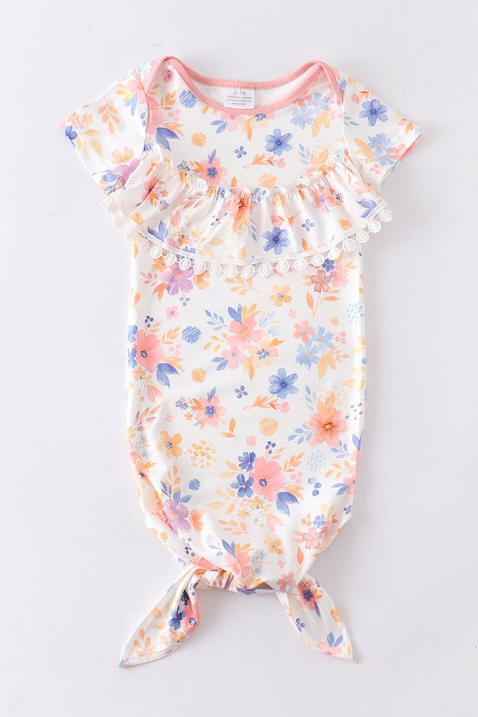 Pink Floral Baby gown 6-12 Months