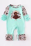 Mint leopard turkey romper