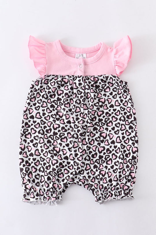 Pink Leopard Hearts Romper