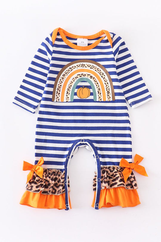 Rainbow stripe pumpkin romper