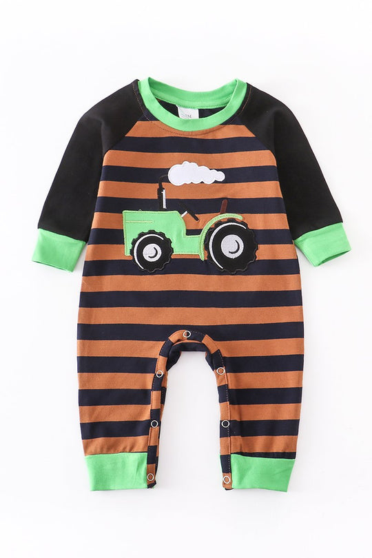Tractor stripe romper