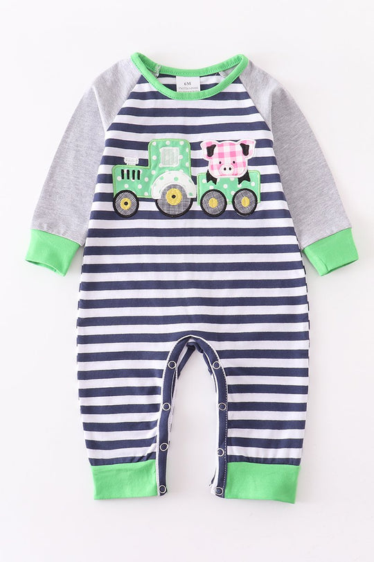 Boy farm Stripe romper