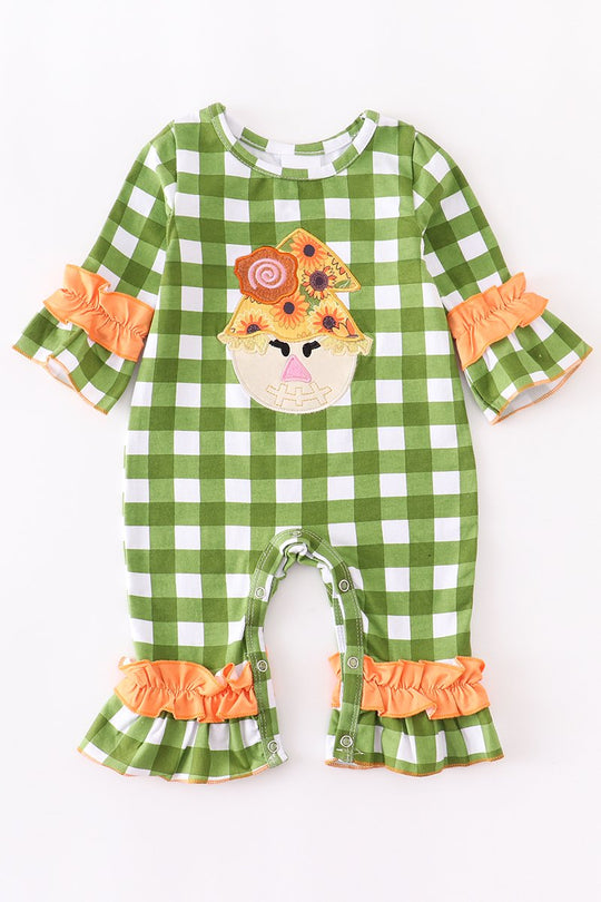 Green Checkered Scarecrow romper