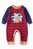 Navy and maroon boy turkey romper