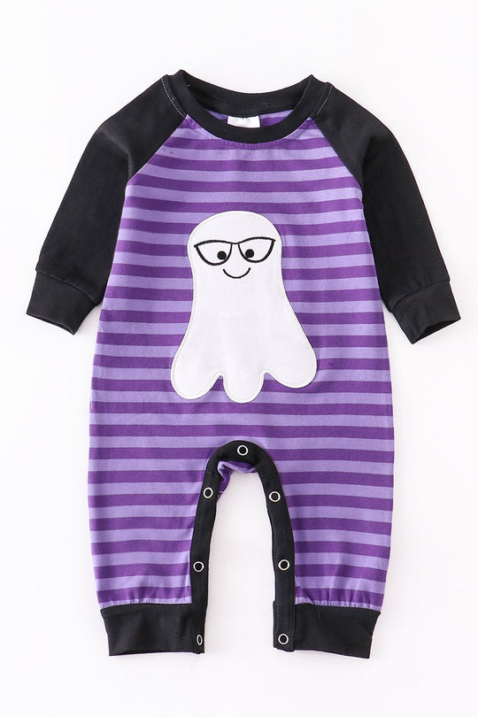 Boy Purple stripe ghost romper