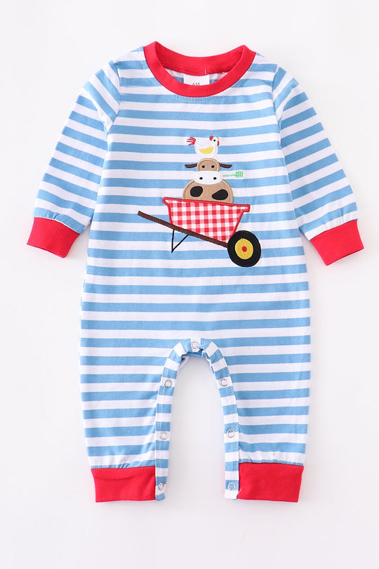 Blue farm Stripe romper