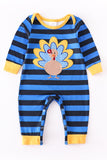 Boy blue turkey stripe romper