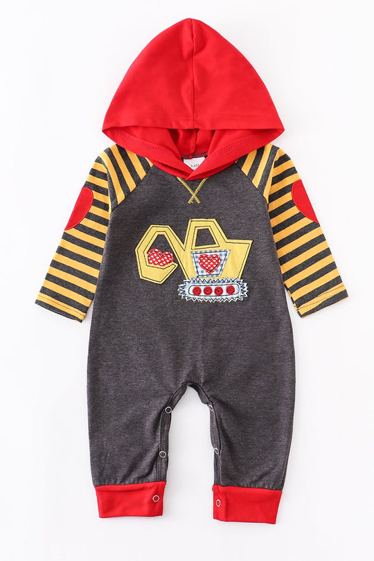 Stripe Excavator Heart Romper