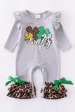 Gray Lucky Ruffle Romper
