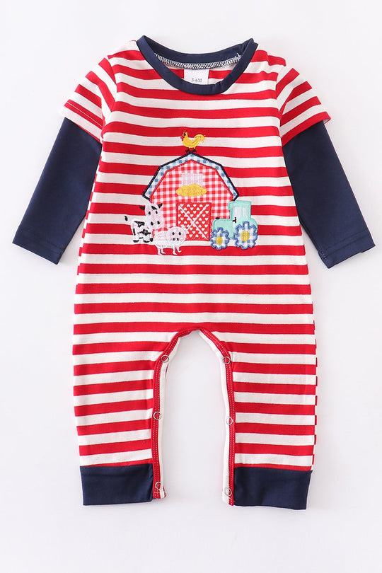 Stripe Farm animals romper