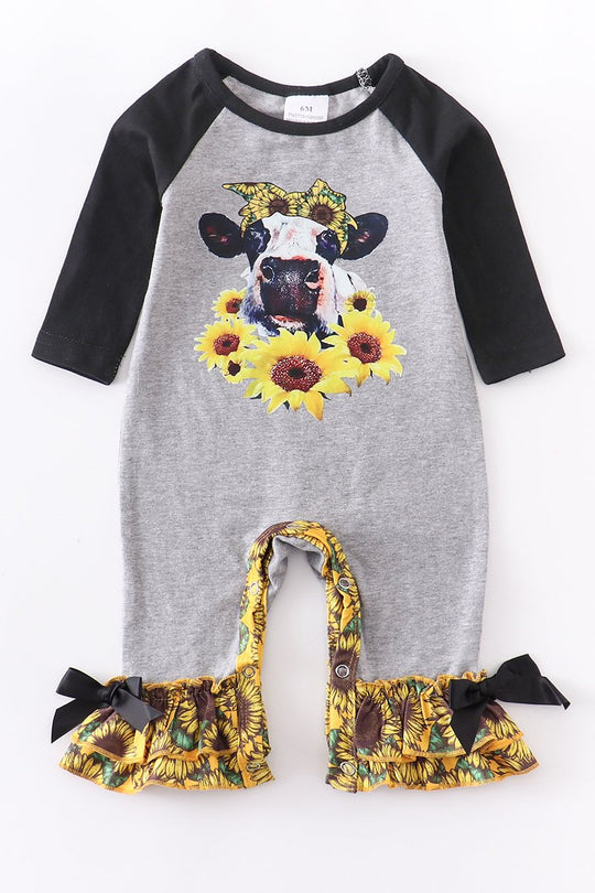 Gray Cow Sunflower romper