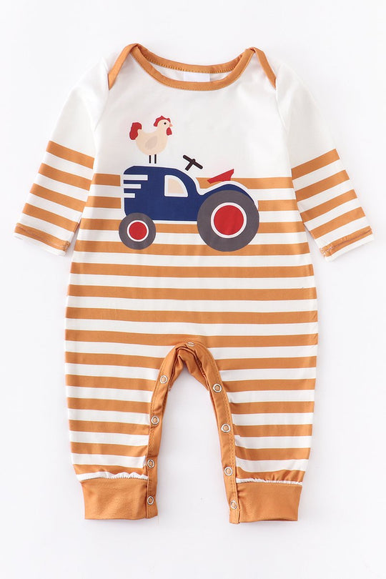 Mustard Chicken Stripe romper