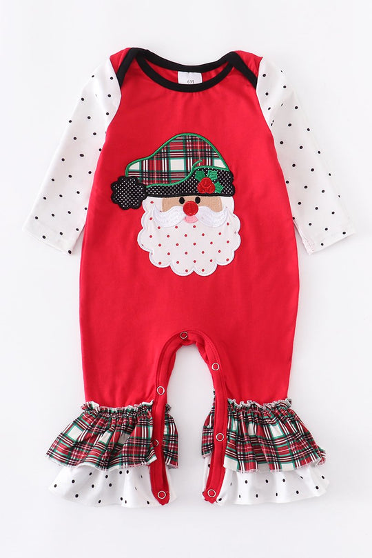 Red Polka dot Santa Romper