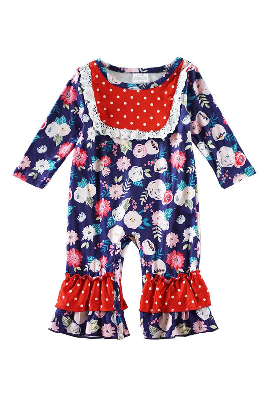 Blue Floral baby romper