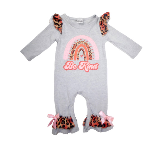 Be kind Leopard rainbow romper