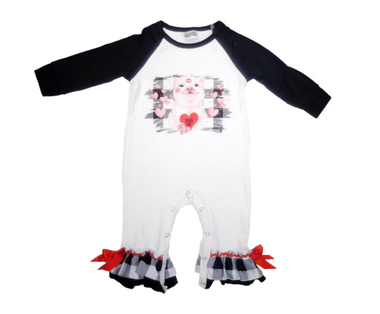 Plaid pig heart romper