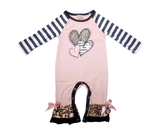 Pink Stripe Heart Romper