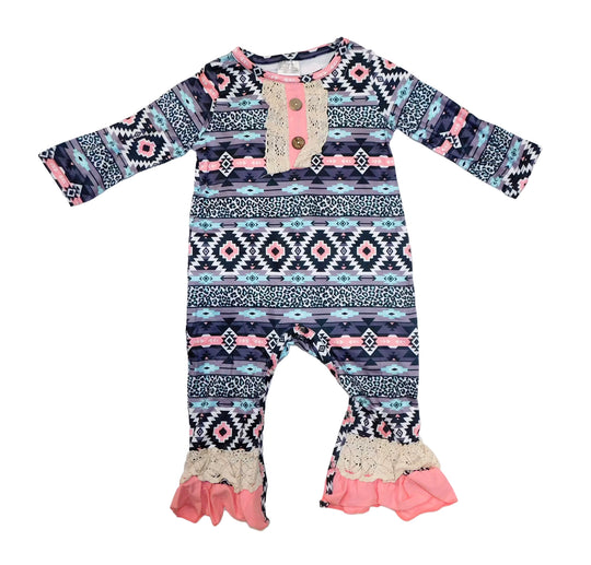 Aztec Leopard Ruffle romper