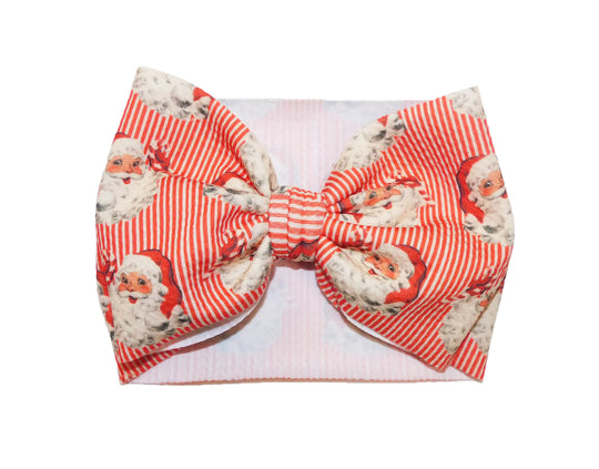 Red Santa Stripe Headband bow