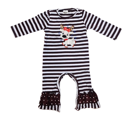 Brown Stripe Reindeer romper