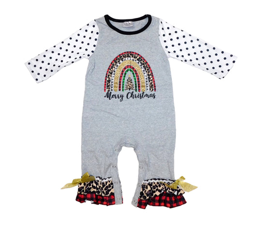 Gray Rainbow Merry Christmas Romper