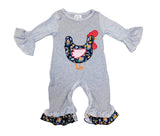 Gray Chicken Ruffle Romper