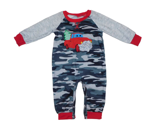 Camo and Gray Christmas Tree Truck romper