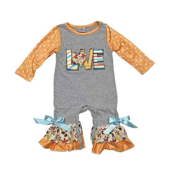 Orange and gray Love romper