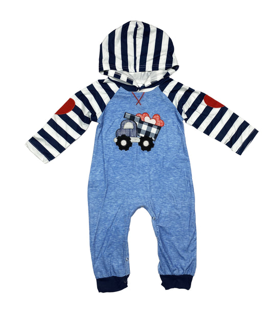 Boy Hooded Heart truck romper